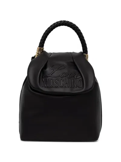 Love Moschino Logo-embossed Braided-handle Backpack In Purple