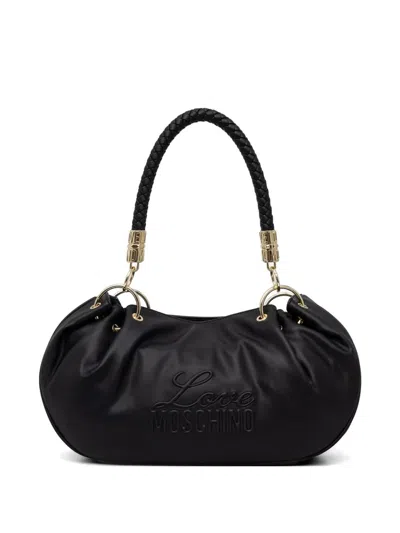 Love Moschino Logo-embossed Braided-handle Tote Bag In Black