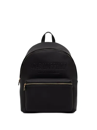 Love Moschino Logo-embossed Front-zip Backpack In Black