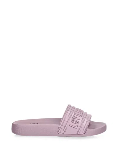 Love Moschino Logo-embossed Rope-detail Slides In Multi