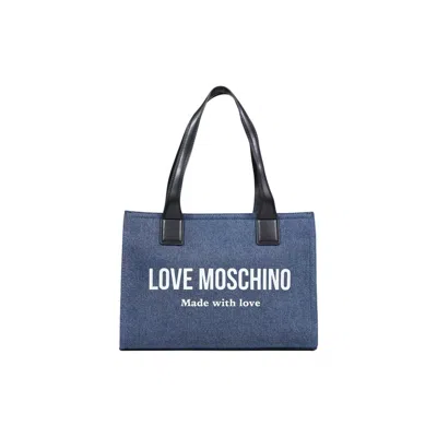 Love Moschino Logo-embroidered Cotton Tote Bag In Blue