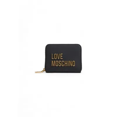 Love Moschino Logo-embroidered Polyurethane Wallet In Black