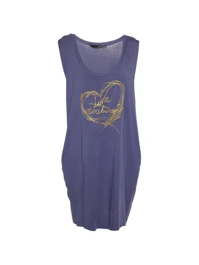 Pre-owned Love Moschino Logo-embroidered Sleeveless Mini Dress In Purple