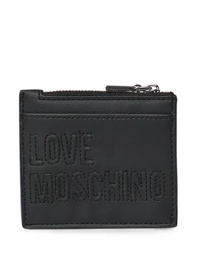 Love Moschino Logo-embroidered Wallet In Black