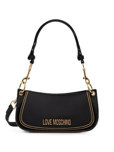 Love Moschino Logo-lettering Contrast-stitch Tote Bag In Black