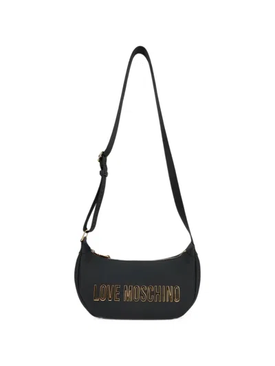 Love Moschino Logo-lettering Curved Shoulder Bag In Black
