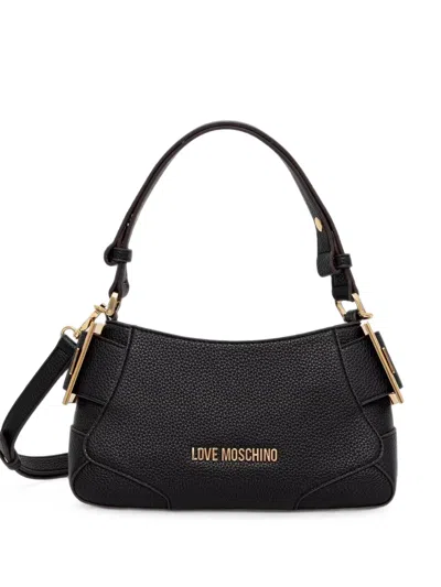 Love Moschino Logo-plaque Buckled Tote Bag In Black