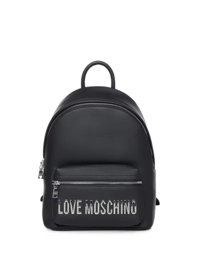 Love Moschino Logo-plaque Backpack In Black