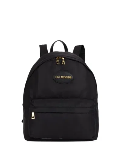 Love Moschino Logo-plaque Backpack In Black
