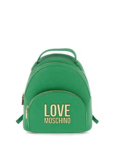 Love Moschino Logo-plaque Backpack In Green