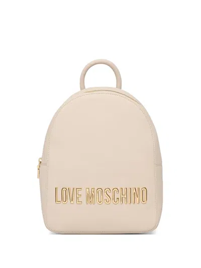 Love Moschino Logo-plaque Backpack In Neutral