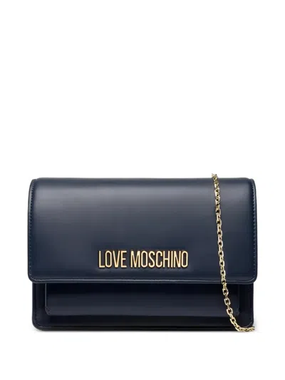 Love Moschino Logo-plaque Chain-strap Clutch Bag In Blue