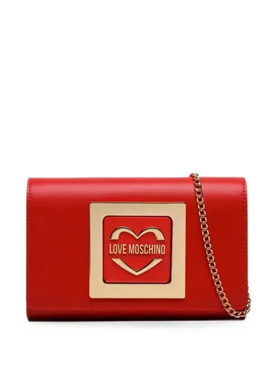 Love Moschino Logo-plaque Chain-strap Clutch Bag In Red