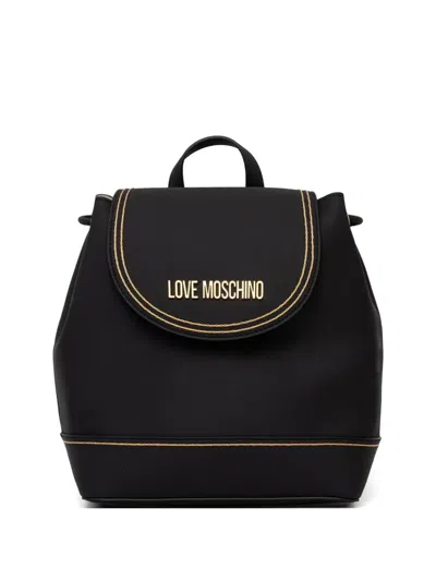 Love Moschino Logo-plaque Contrast-stitch Backpack In Black