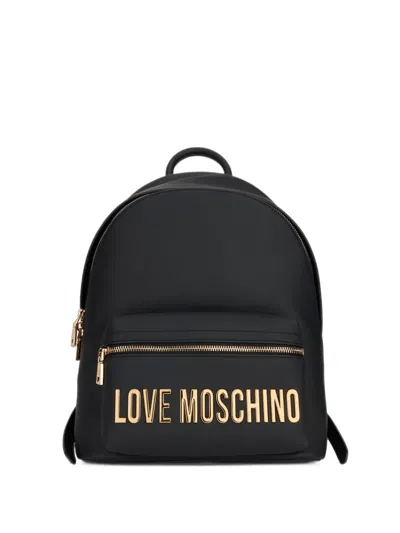 Love Moschino Logo-plaque Front-pocket Backpack In Black