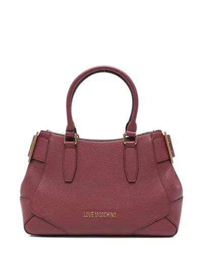 Love Moschino Logo-plaque Grained-effect Tote Bag In Blue