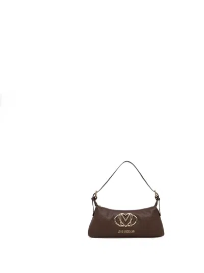 Love Moschino Logo-plaque Handbag In Brown