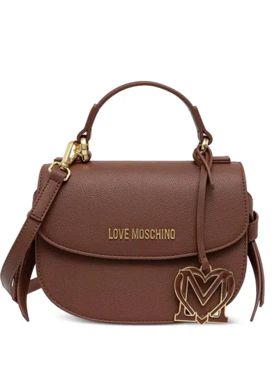 Love Moschino Logo-plaque Heart-charm Tote Bag In Brown