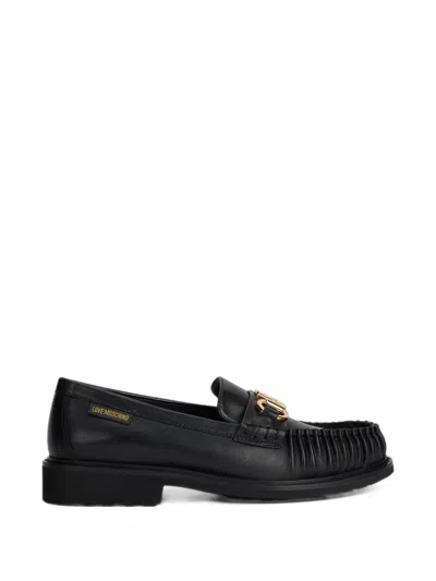 Love Moschino Logo-plaque Leather Loafers In Multi
