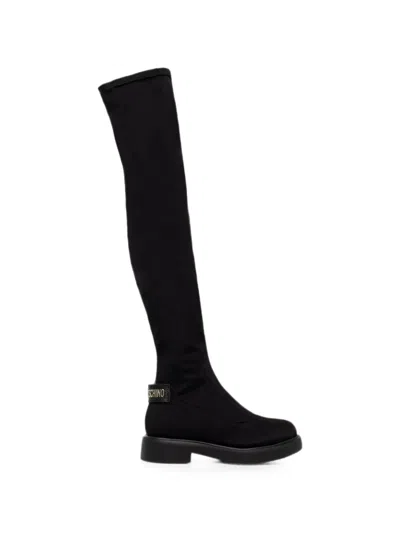 Love Moschino Logo-plaque Over-the-knee Boots In Black