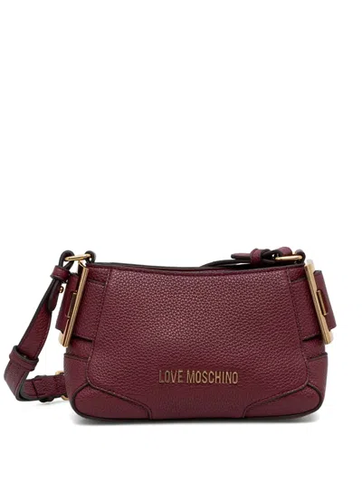 Love Moschino Logo-plaque Pebbled Crossbody Bag In Red