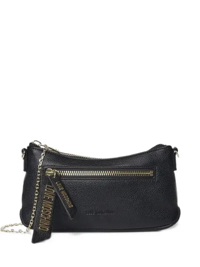 Love Moschino Logo-plaque Pebbled Shoulder Bag In Black