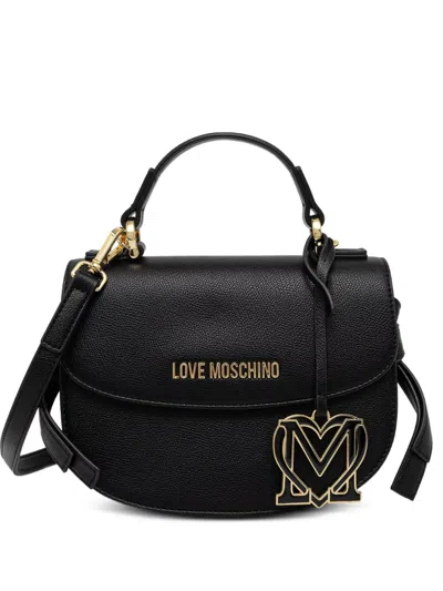 Love Moschino Logo-plaque Pebbled Tote Bag In Black