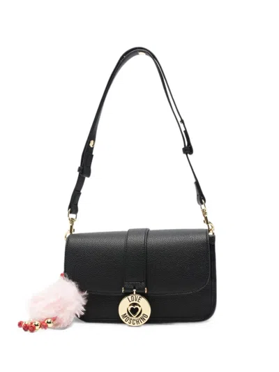 Love Moschino Logo-plaque Pompom Shoulder Bag In Black