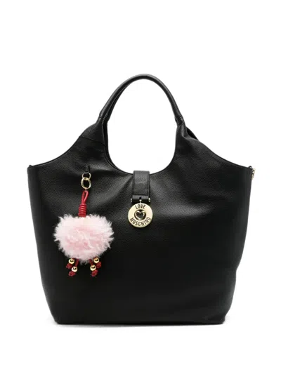 Love Moschino Logo-plaque Pompom-detail Tote Bag In Brown