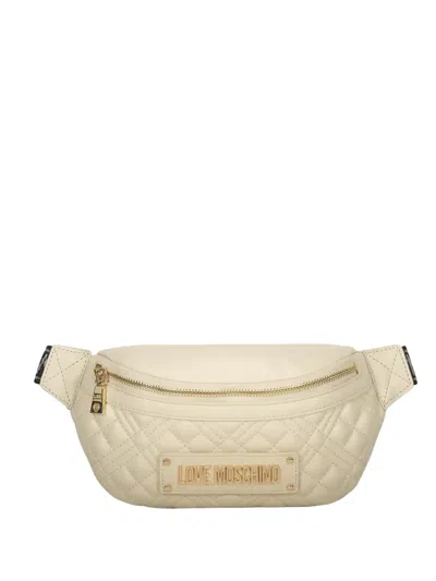 Love Moschino Logo-plaque Quilted Belt Bag In Neutral