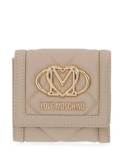 Love Moschino Logo-plaque Quilted Wallet In Brown
