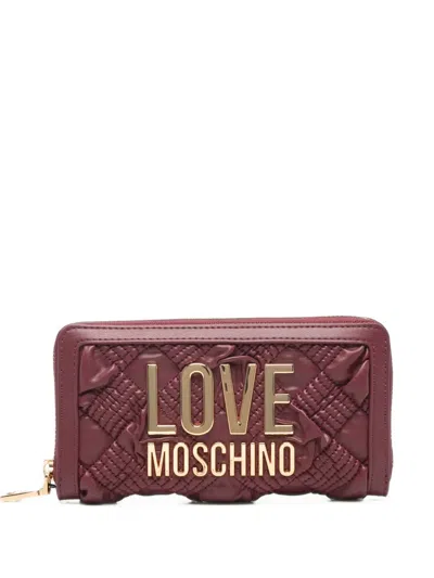 Love Moschino Logo-plaque Quilted Wallet In Red