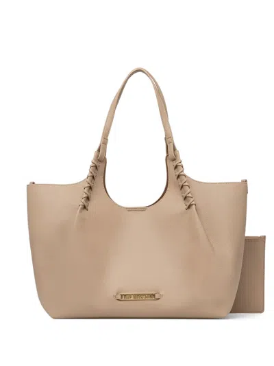 Love Moschino Logo-plaque Shopper Tote Bag In Neutral