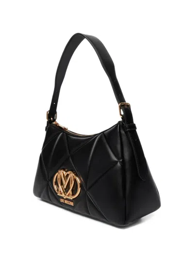 Love Moschino Logo-plaque Shoulder Bag In Black
