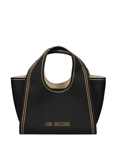 Love Moschino Logo-plaque Stitched Tote Bag In Black