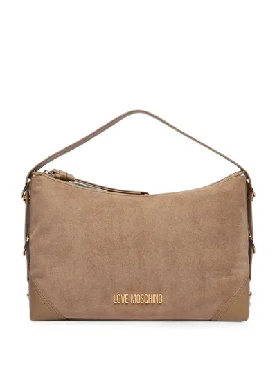 Love Moschino Logo-plaque Suede-effect Tote Bag In Pink