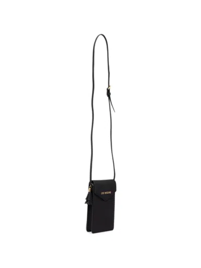 Love Moschino Logo-plaque Tassel Phone Bag In Black