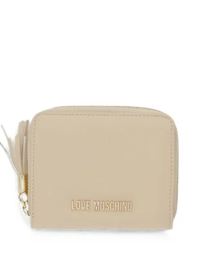 Love Moschino Logo-plaque Tassel Wallet In Neutral
