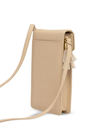 Love Moschino Logo-plaque Tassel-detail Phone Bag In Neutral