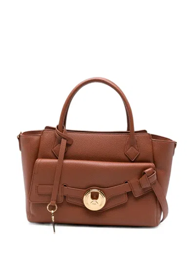 Love Moschino Logo-plaque Tote Bag In Brown