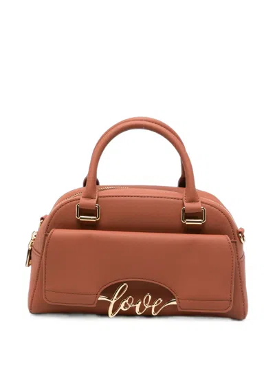 Love Moschino Logo-plaque Tote Bag In Brown