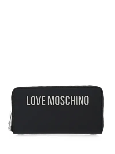 Love Moschino Logo-plaque Zip Wallet In Black