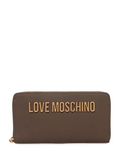 Love Moschino Logo-plaque Zip-around Wallet In Brown