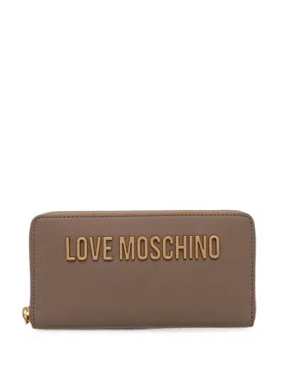 Love Moschino Logo-plaque Zip-around Wallet In Nude