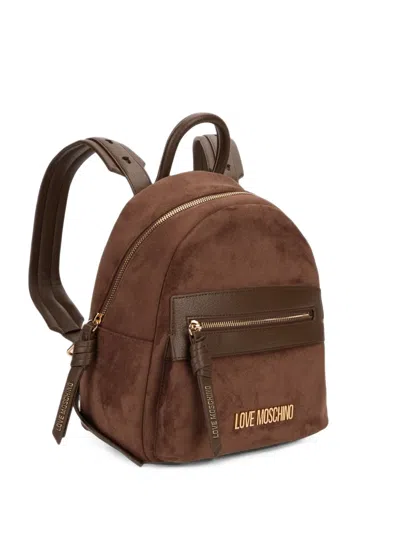 Love Moschino Logo-plaque Zip-pocket Backpack In Pink
