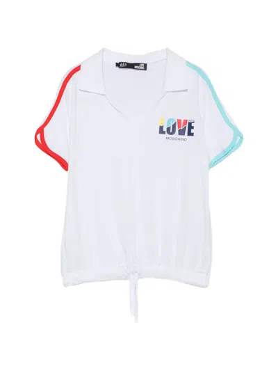 Love Moschino Logo-print Drawstring-hem Polo Shirt In White