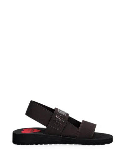 Love Moschino Logo-print Elasticated Sandals In Brown