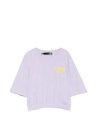 Love Moschino Logo-print Elasticated-hem T-shirt In Purple