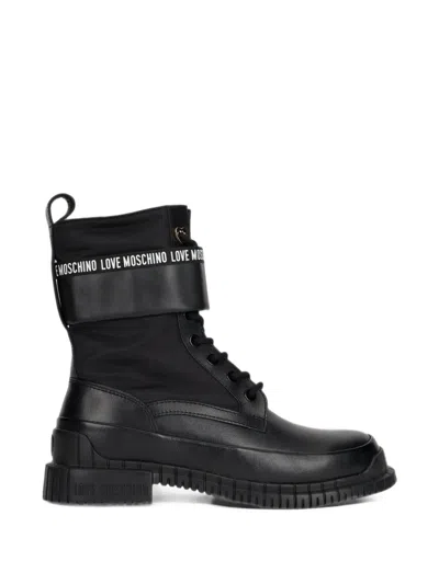 Love Moschino Logo-print Lace-up Ankle Boots In Multi