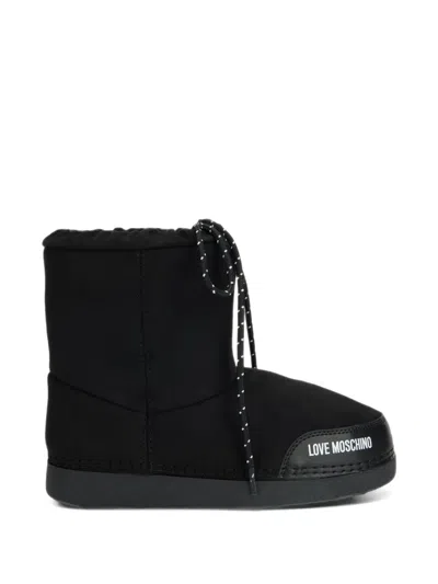 Love Moschino Logo-print Lace-up Boots In Black